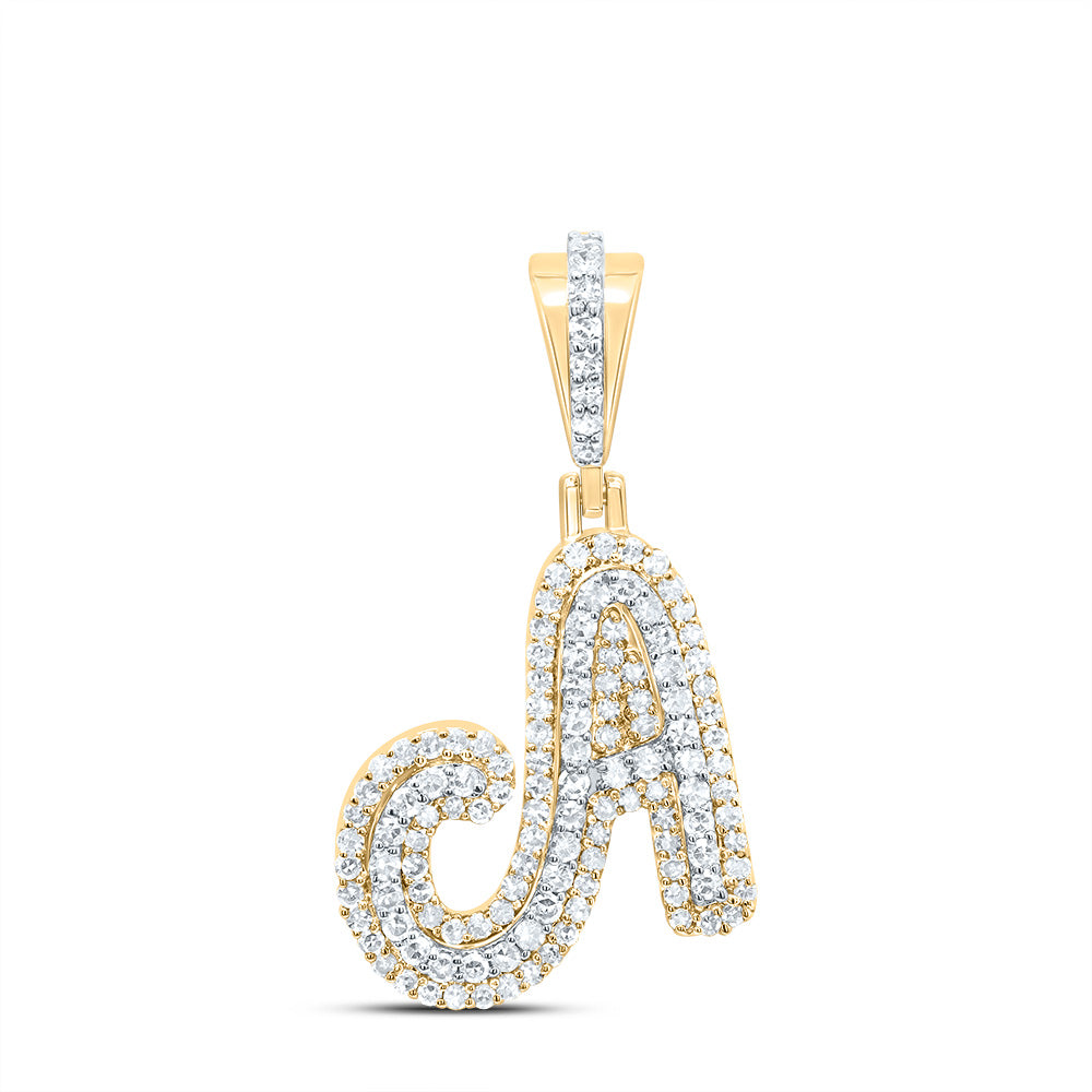 10K Yellow Gold 1/2 CTW-Natural Diamond Fashion Initial "A" Pendant 1.93 Gram