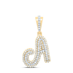 10K Yellow Gold 1/2 CTW-Natural Diamond Fashion Initial "A" Pendant 1.93 Gram