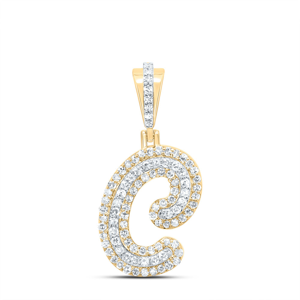 10K Yellow Gold 1/3 CTW-Natural Diamond Fashion Initial "C" Pendant 1.53 Gram