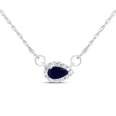 14K White Gold 1/20 CTW-Natural Diamond 5X3MM Ps-Bs Natural Gemstone Pear Necklace (18 Inch ) 0.41 Gram