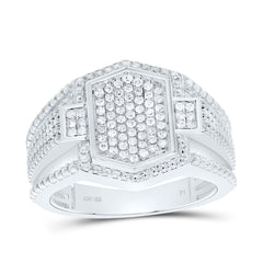 Sterling Silver 3/8 CTW-Natural Diamond Men'S Ring 7.14 Gram