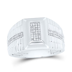 Sterling Silver 1/4 CTW-Natural Diamond Men'S Ring 6.11 Gram