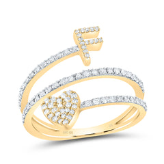 10K Yellow Gold 3/8 CTW-Natural Diamond Gift Initial "F" Heart Ladies Ring 2.53 Gram