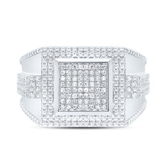 Sterling Silver 3/8 CTW-Natural Diamond Men'S Ring 8.93 Gram