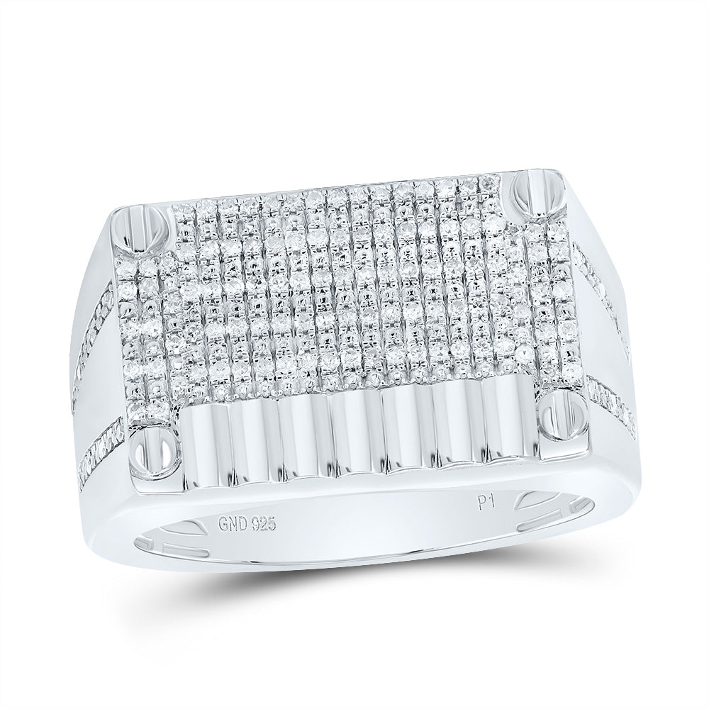 Sterling Silver 1/3 CTW-Natural Diamond Men'S Ring 7.54 Gram