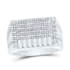 Sterling Silver 1/3 CTW-Natural Diamond Men'S Ring 7.54 Gram