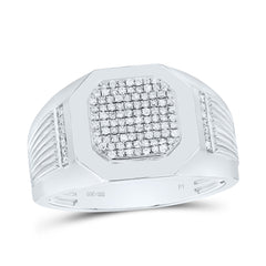 Sterling Silver 1/3 CTW-Natural Diamond Men'S Ring 5.68 Gram