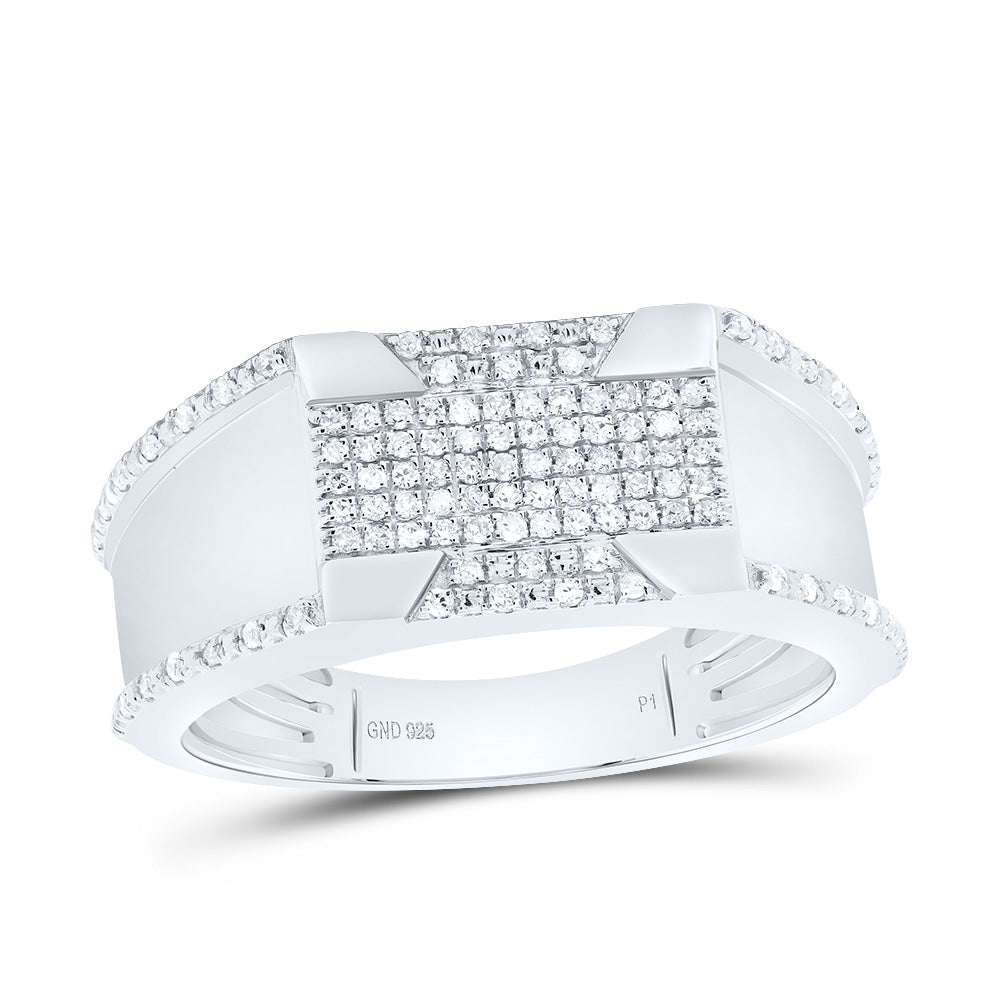 Sterling Silver 1/3 CTW-Natural Diamond Men'S Ring 5.03 Gram
