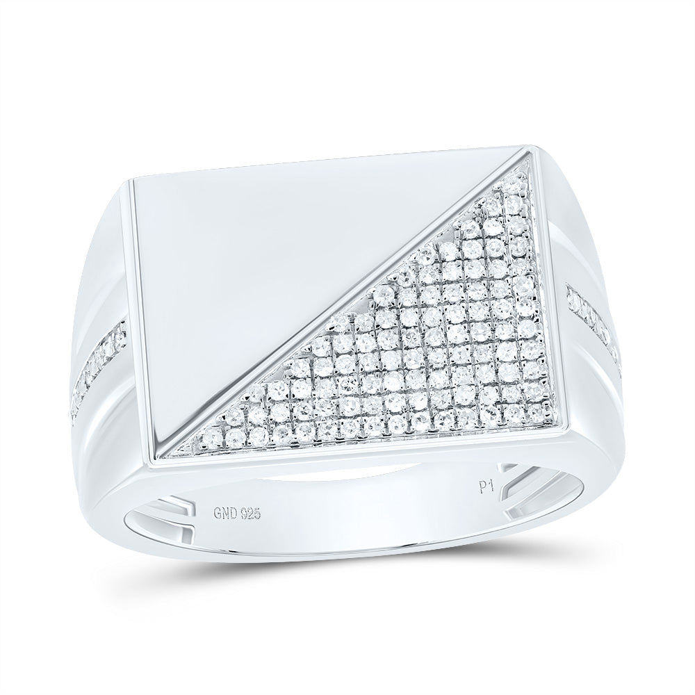 Sterling Silver 1/3 CTW-Natural Diamond Men'S Ring 7.42 Gram