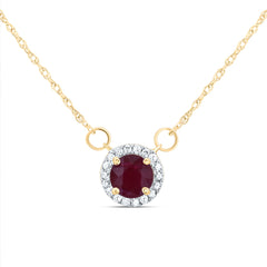 14K Yellow Gold 1/12 CTW-Natural Diamond 5X5MM Rd-Ru Natural Gemstone Round Necklace (18 Inch ) 0.48 Gram