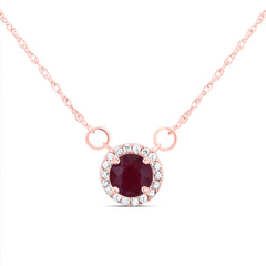 14K Rose Gold 1/12 CTW-Natural Diamond 5X5MM Rd-Ru Natural Gemstone Round Necklace (18 Inch ) 0.49 Gram