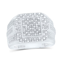 Sterling Silver 1/3 CTW-Natural Diamond Men'S Ring 10.19 Gram