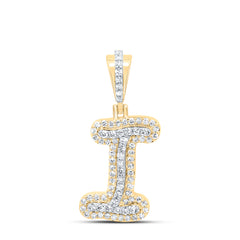10K Yellow Gold 1/4 CTW-Natural Diamond Fashion Initial "I" Pendant 1.39 Gram