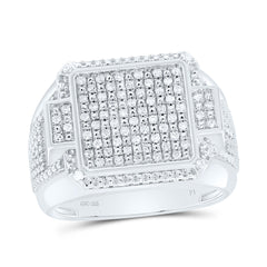 Sterling Silver 1/3 CTW-Natural Diamond Men'S Ring 9.61 Gram