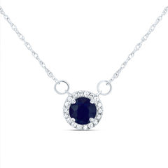 14K White Gold 1/12 CTW-Natural Diamond 5X5MM Rd-Bs Natural Gemstone Round Necklace (18 Inch ) 0.48 Gram