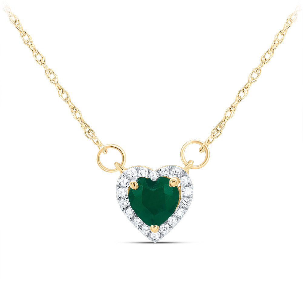 14K Yellow Gold 1/12 CTW-Natural Diamond 5X5MM Hs-Em Natural Gemstone Heart Necklace (18 Inch ) 0.53 Gram