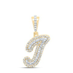 10K Yellow Gold 1/3 CTW-Natural Diamond Fashion Initial "J" Pendant 1.58 Gram