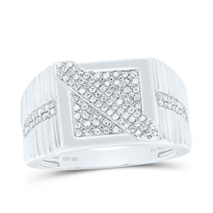 Sterling Silver 1/3 CTW-Natural Diamond Men'S Ring 6.24 Gram