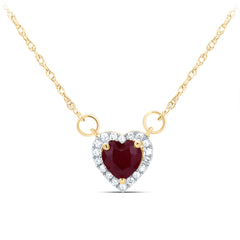 14K Yellow Gold 1/12 CTW-Natural Diamond 5X5MM Hs-Ru Natural Gemstone Heart Necklace (18 Inch ) 0.51 Gram