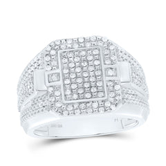 Sterling Silver 1/3 CTW-Natural Diamond Men'S Ring 9.09 Gram