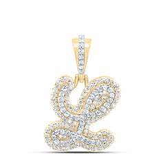 10K Yellow Gold 3/8 CTW-Natural Diamond Fashion Initial "L" Pendant 2.09 Gram