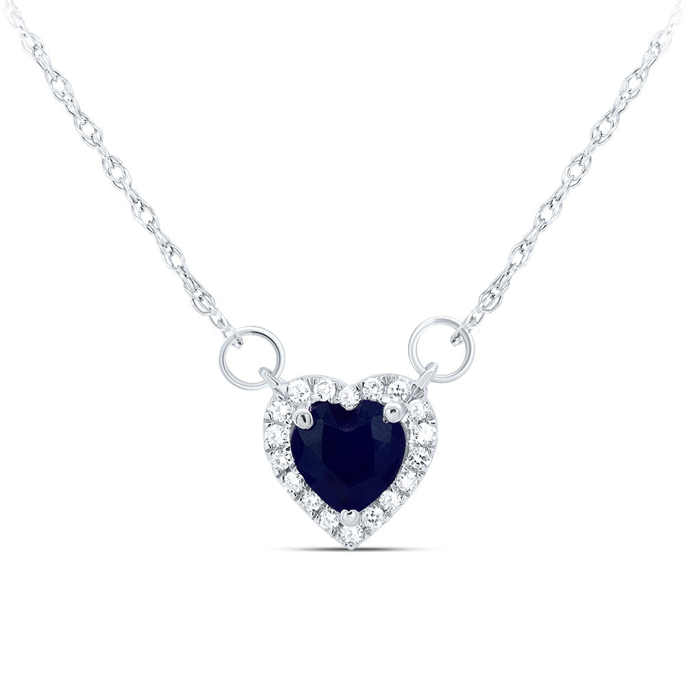 14K White Gold 1/12 CTW-Natural Diamond 5X5MM Hs-Bs Natural Gemstone Heart Necklace (18 Inch ) 0.52 Gram