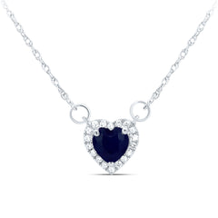 14K White Gold 1/12 CTW-Natural Diamond 5X5MM Hs-Bs Natural Gemstone Heart Necklace (18 Inch ) 0.52 Gram