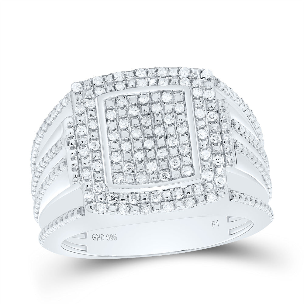 Sterling Silver 3/8 CTW-Natural Diamond Men'S Ring 7.50 Gram