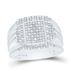 Sterling Silver 3/8 CTW-Natural Diamond Men'S Ring 7.50 Gram