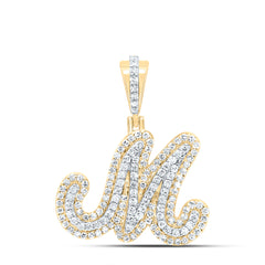 10K Yellow Gold 1/2 CTW-Natural Diamond Fashion Initial "M" Pendant 2.37 Gram