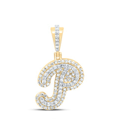 10K Yellow Gold 1/3 CTW-Natural Diamond Fashion Initial "P" Pendant 1.63 Gram