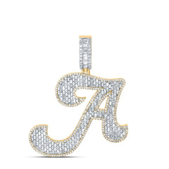 10K Yellow Gold 2 3/8 CTW-Natural Diamond Fashion Initial "A" Pendant 9.06 Gram
