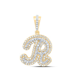 10K Yellow Gold 3/8 CTW-Natural Diamond Fashion Initial "R" Pendant 2.25 Gram