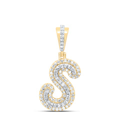 10K Yellow Gold 1/3 CTW-Natural Diamond Fashion Initial "S" Pendant 1.55 Gram