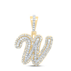 10K Yellow Gold 1/2 CTW-Natural Diamond Fashion Initial "W" Pendant 2.08 Gram
