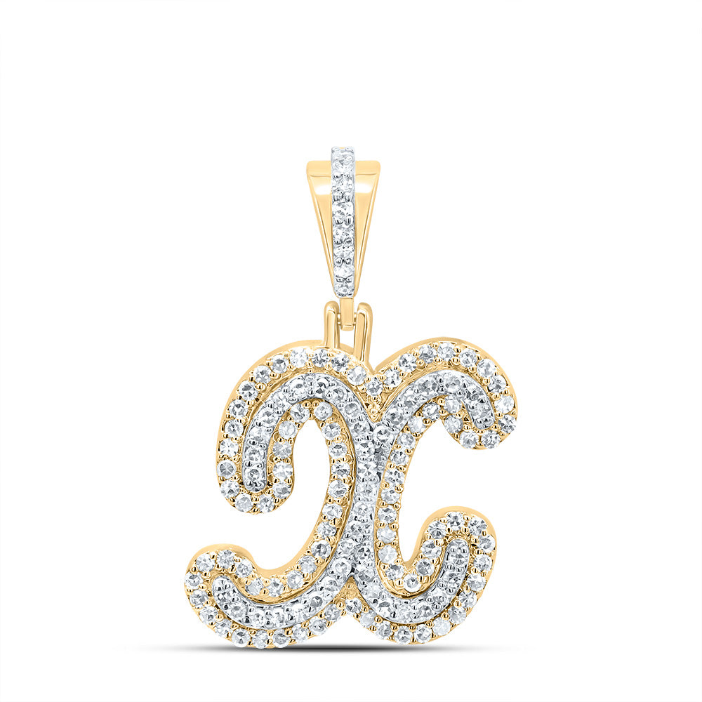 10K Yellow Gold 3/8 CTW-Natural Diamond Fashion Initial "X" Pendant 1.91 Gram