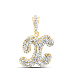 10K Yellow Gold 3/8 CTW-Natural Diamond Fashion Initial "X" Pendant 1.91 Gram