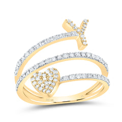 10K Yellow Gold 3/8 CTW-Natural Diamond Gift Initial "Y" Heart Ladies Ring 2.50 Gram