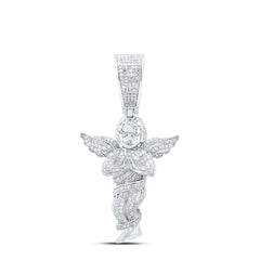 Sterling Silver 1 3/8 CTW-Natural Diamond Angel Men'S Charm 8.97 Gram