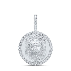 Sterling Silver 1/6 CTW-Natural Diamond Gift Lion Face Round Pendant