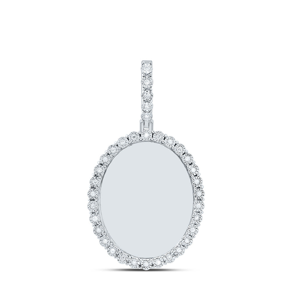 Sterling Silver 1/8 CTW-Natural Diamond Gift Oval Memory Pendant