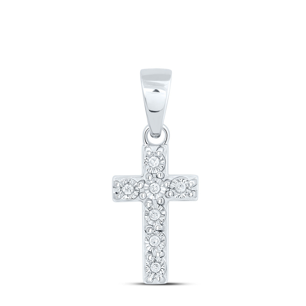 Sterling Silver 1/20 CTW-Natural Diamond Gift Cross Pendant