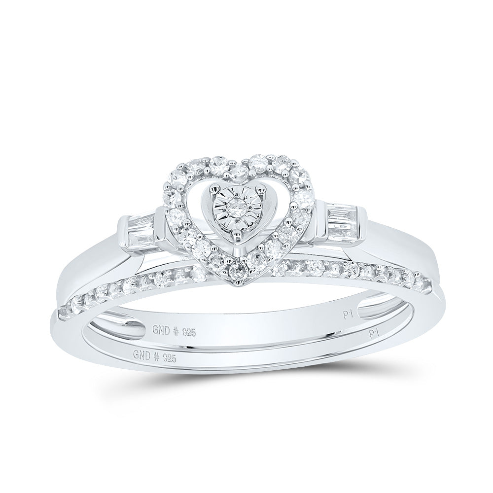 Sterling Silver 1/5 CTW-Natural Diamond Gift Heart Bridal Set