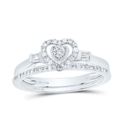 Sterling Silver 1/5 CTW-Natural Diamond Gift Heart Bridal Set