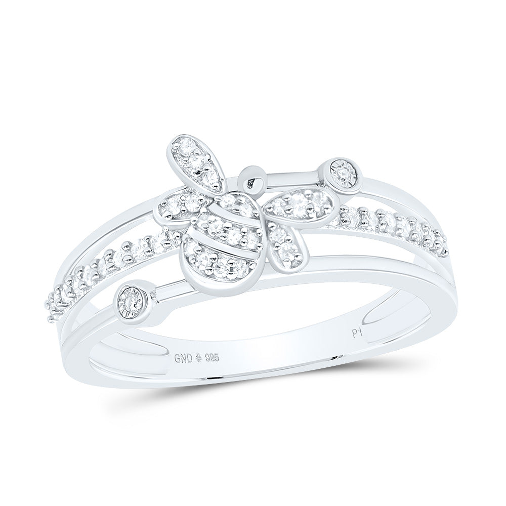 Sterling Silver 1/6 CTW-Natural Diamond Gift Honey Bee Ring