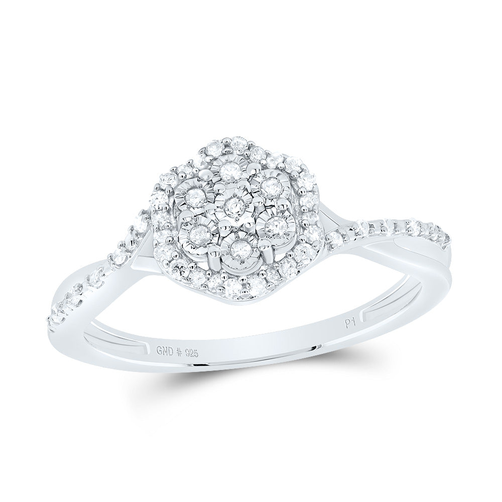 Sterling Silver 1/5 CTW-Natural Diamond Gift Flower Ring