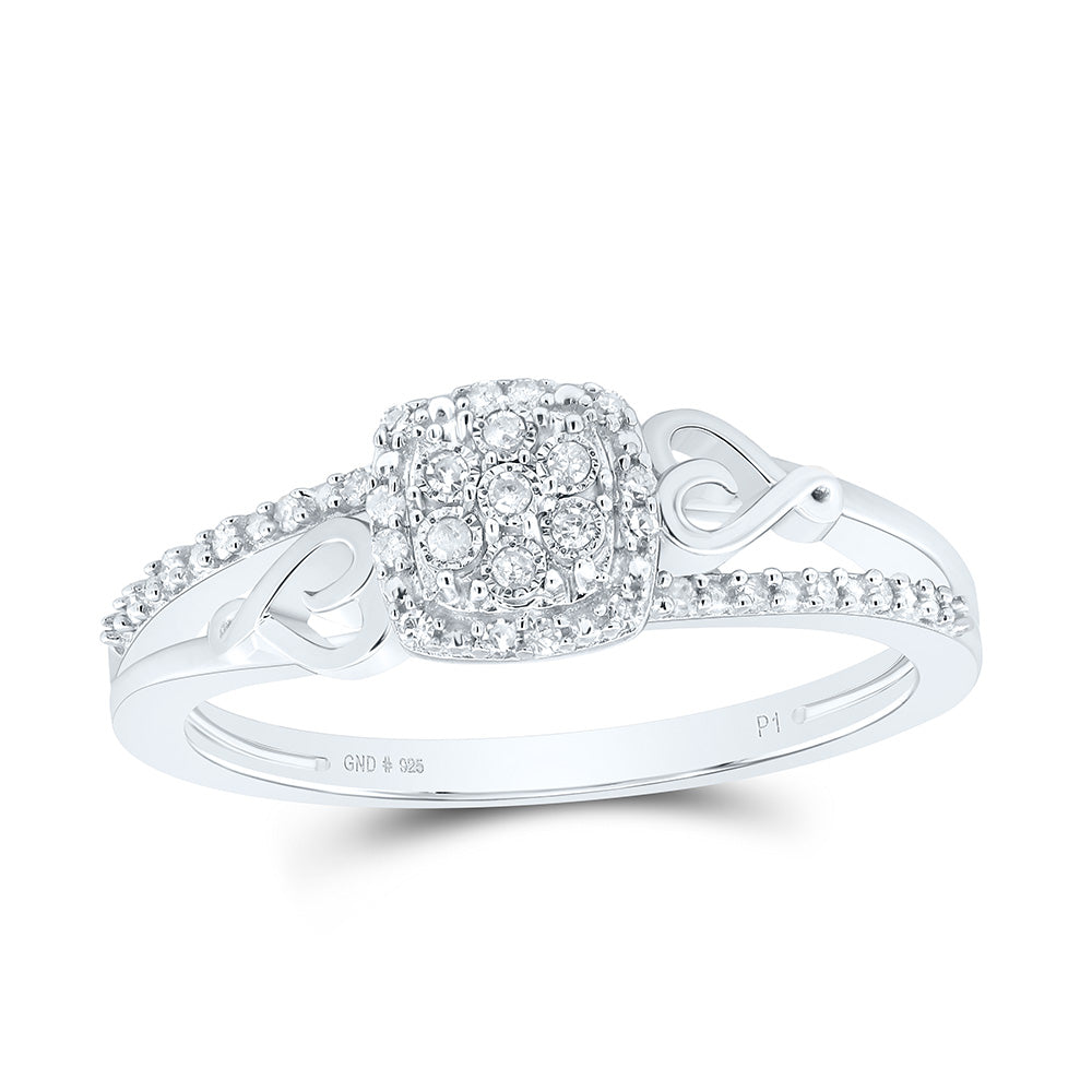 Sterling Silver 1/10 CTW-Natural Diamond Gift Cushion Ring