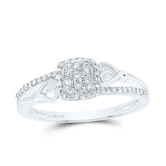 Sterling Silver 1/10 CTW-Natural Diamond Gift Cushion Ring