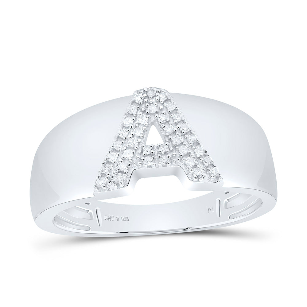 Sterling Silver 1/12 CTW-Natural Diamond Gift Initial "A" Ladies Ring