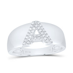 Sterling Silver 1/12 CTW-Natural Diamond Gift Initial "A" Ladies Ring